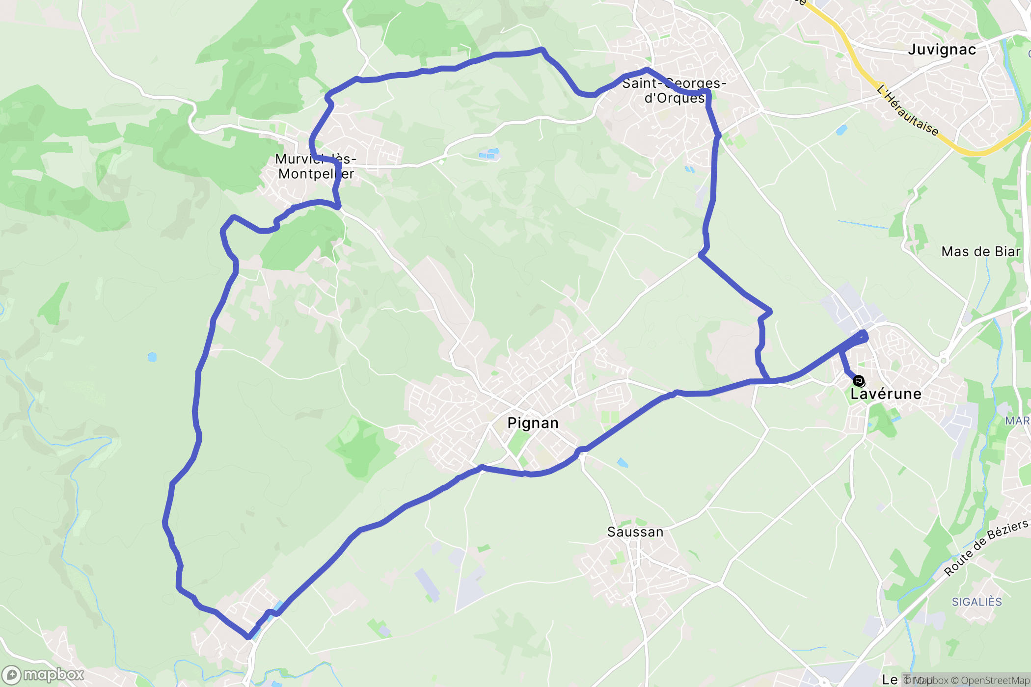 Lavérune : carte du parcours de randonnée - France