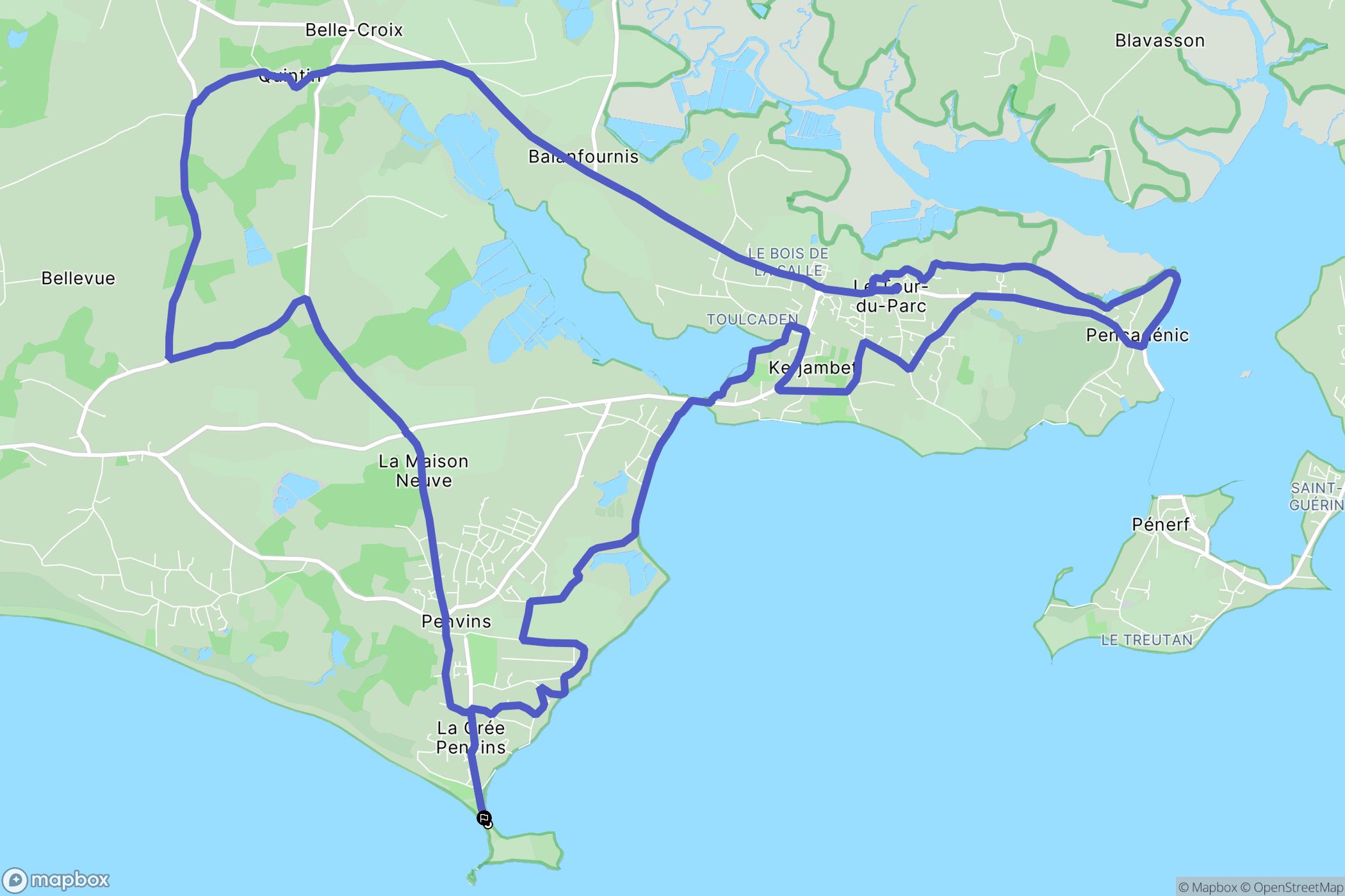 Sarzeau : carte du parcours de randonnée - France