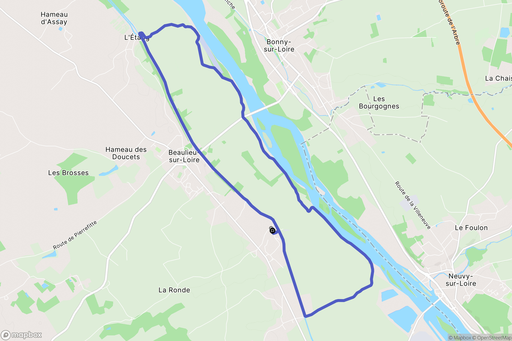Beaulieu-sur-Loire : carte du parcours de randonnée - France