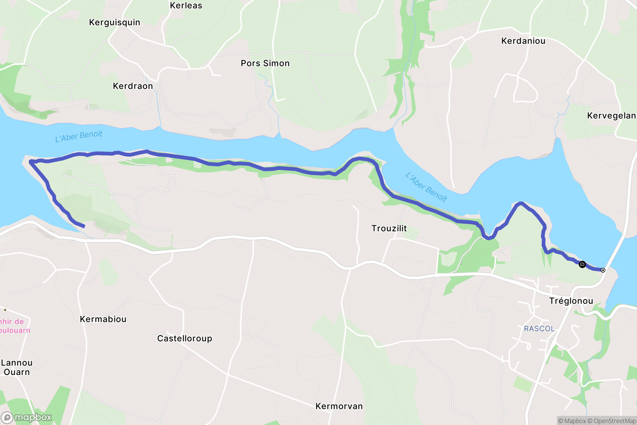 Tréglonou : carte du parcours de randonnée - France