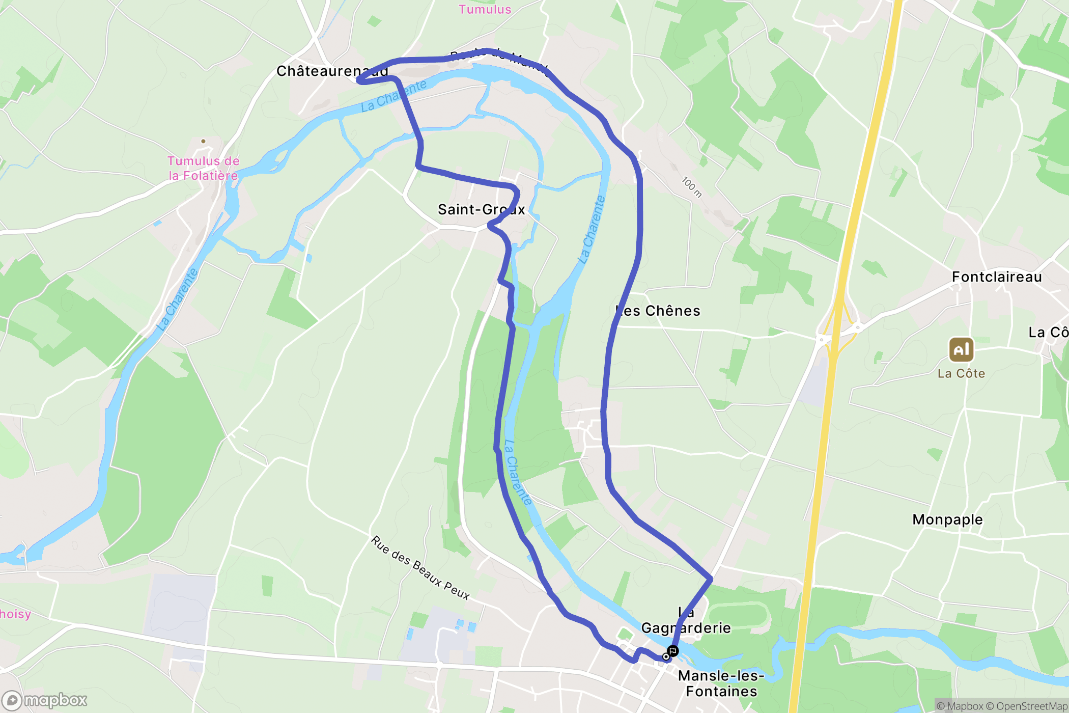 Mansle : carte du parcours de randonnée - France