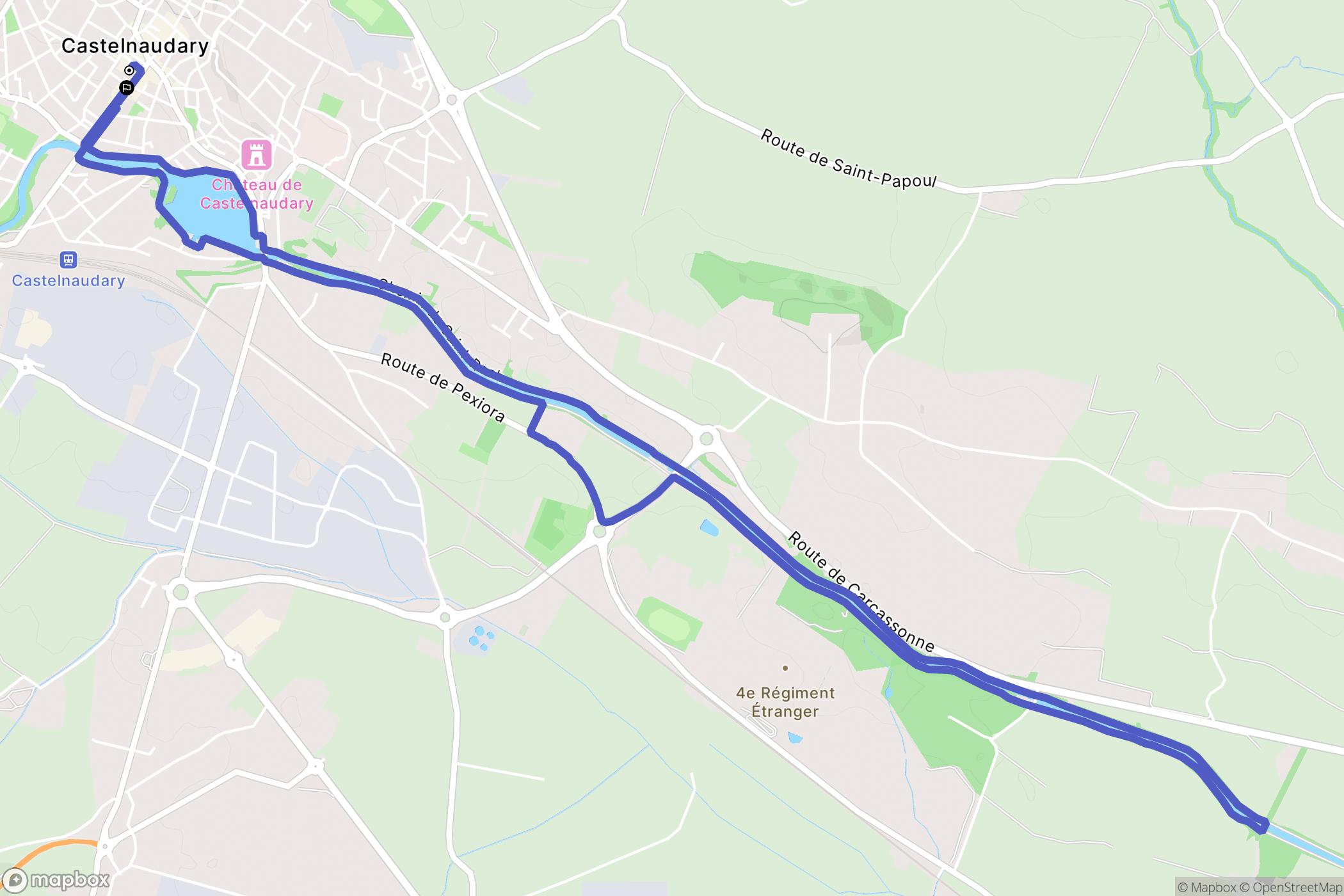 Castelnaudary : carte du parcours de randonnée - France