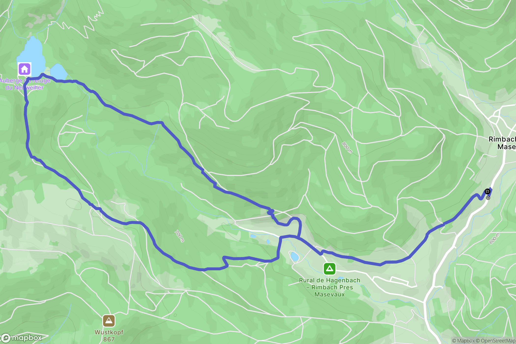 Rimbach-prés-Masevaux : carte du parcours de randonnée - France