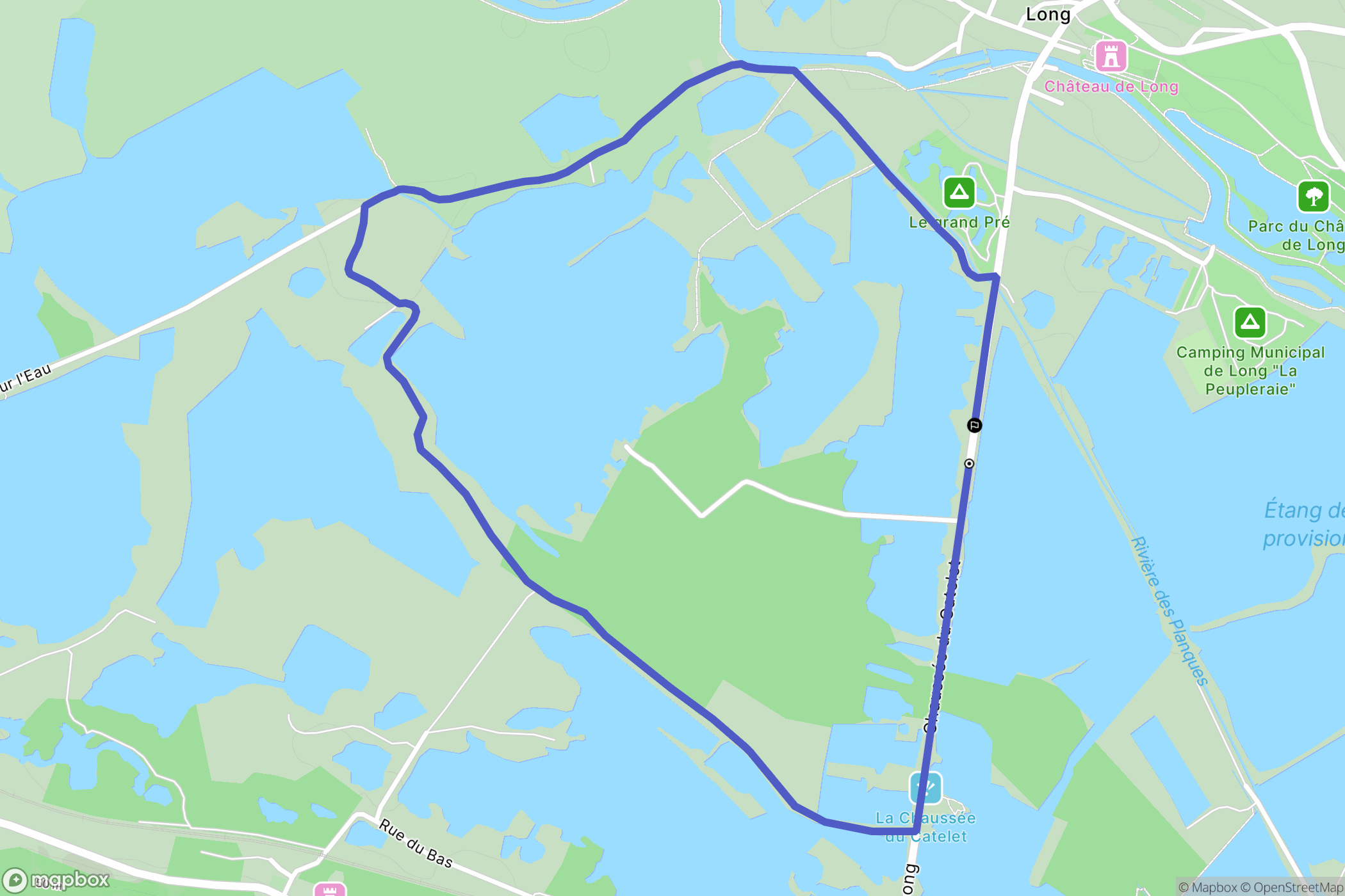 Long : carte du parcours de randonnée - France