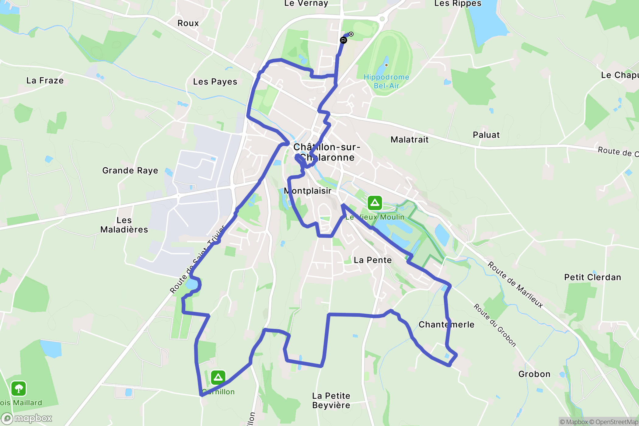 Châtillon-sur-Chalaronne : carte du parcours de randonnée - France