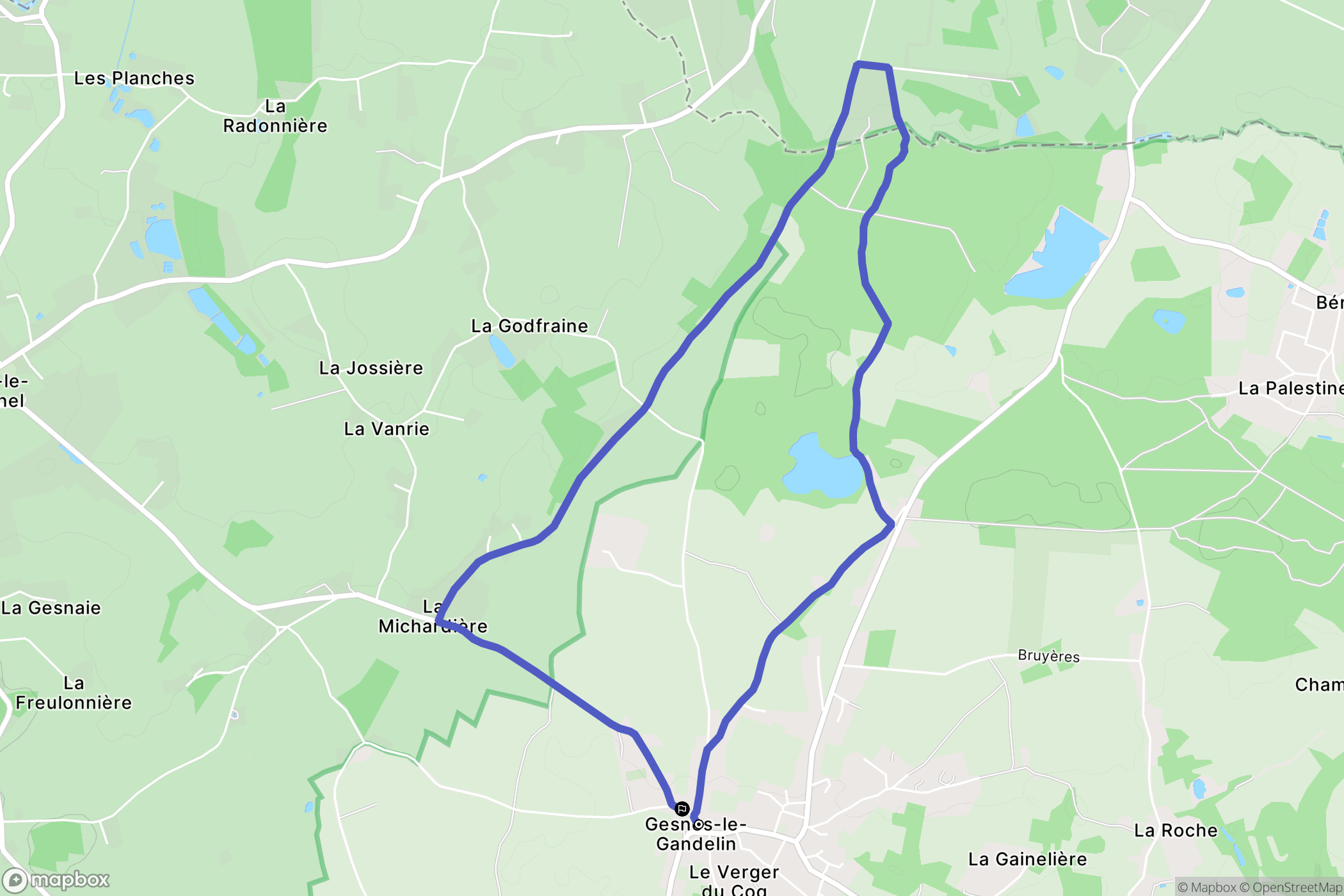 Gesnes-le-Gandelin : carte du parcours de randonnée - France