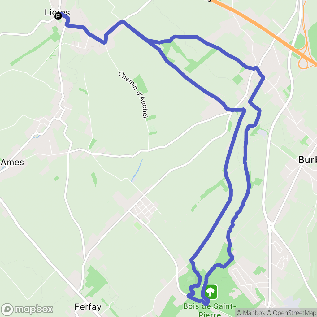Lières : carte du parcours de randonnée - France
