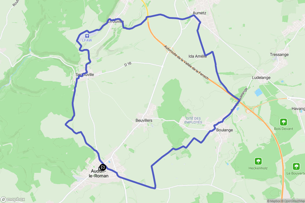 Audun-le-Roman : carte du parcours de randonnée - France