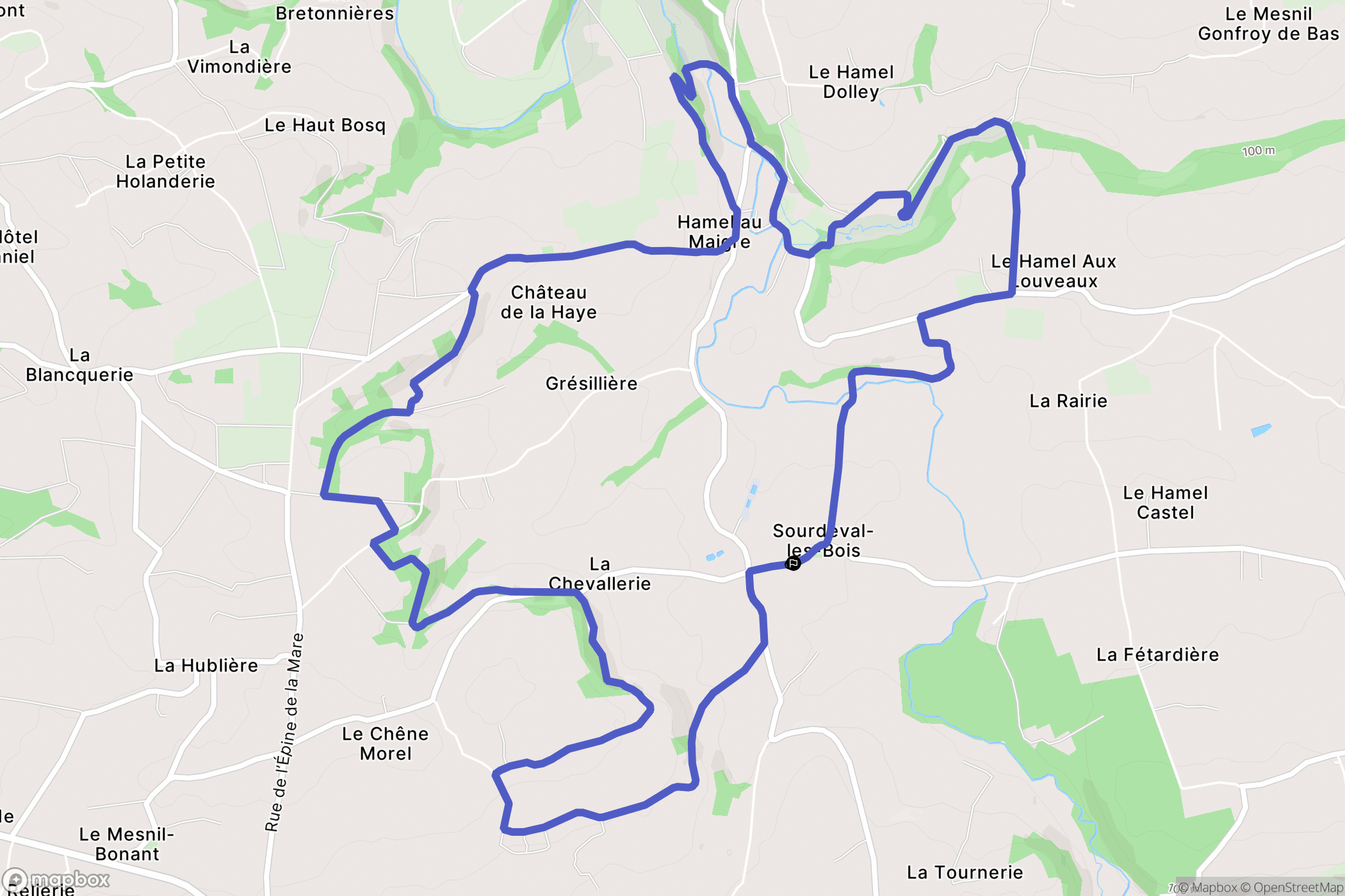 Gavray-sur-Sienne : carte du parcours de randonnée - France