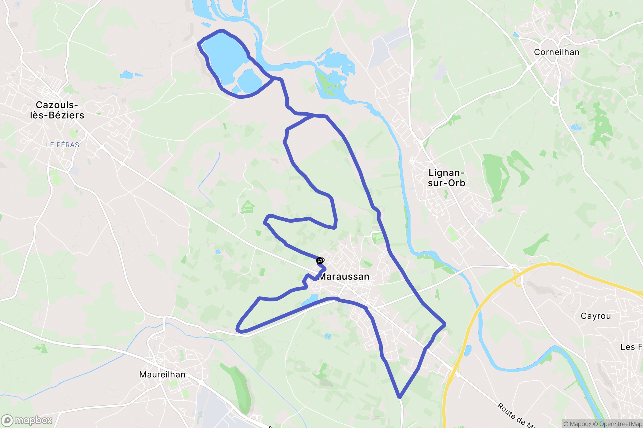 Maraussan : carte du parcours de randonnée - France