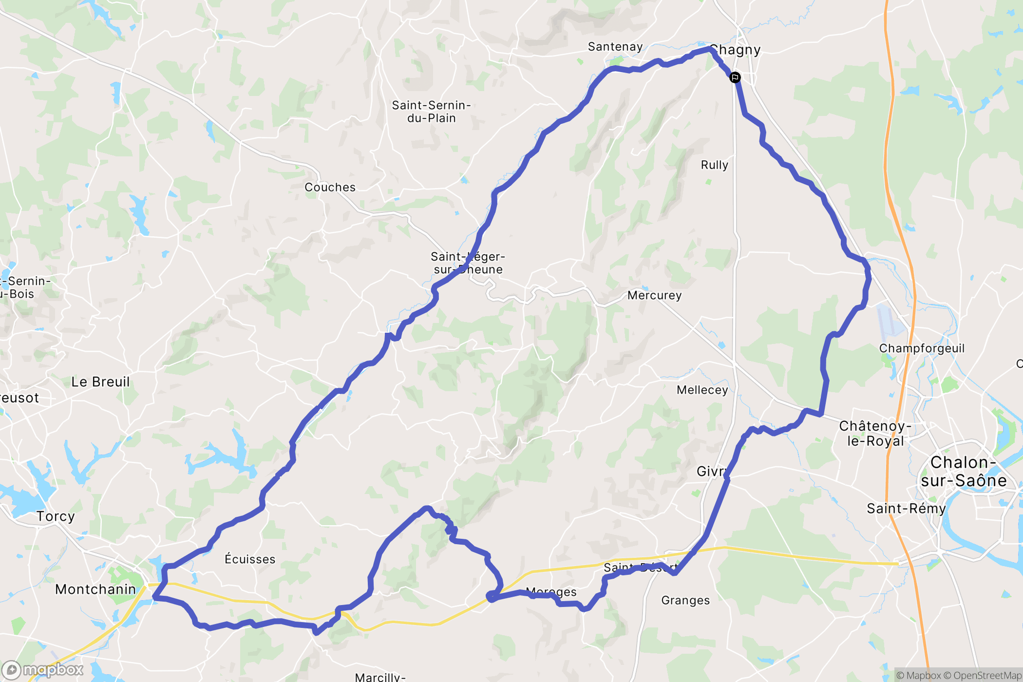 Chagny : carte du parcours de randonnée - France