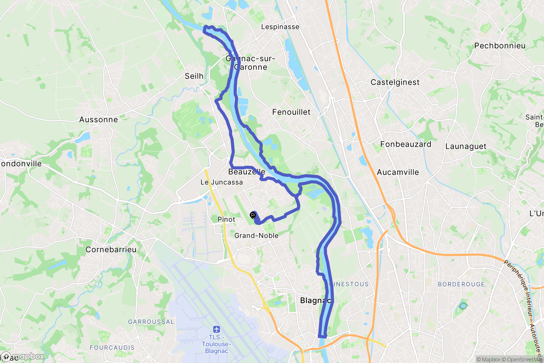 Beauzelle : carte du parcours de randonnée - France