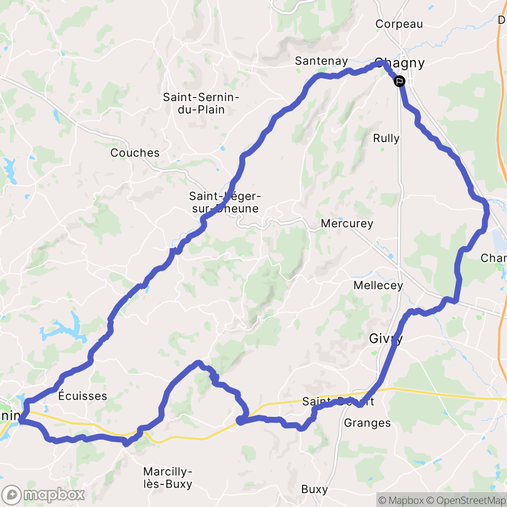 Chagny : carte du parcours de randonnée - France