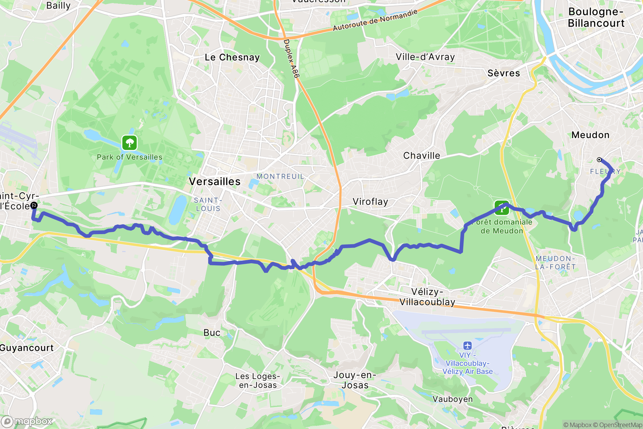 Meudon : carte du parcours de randonnée - France