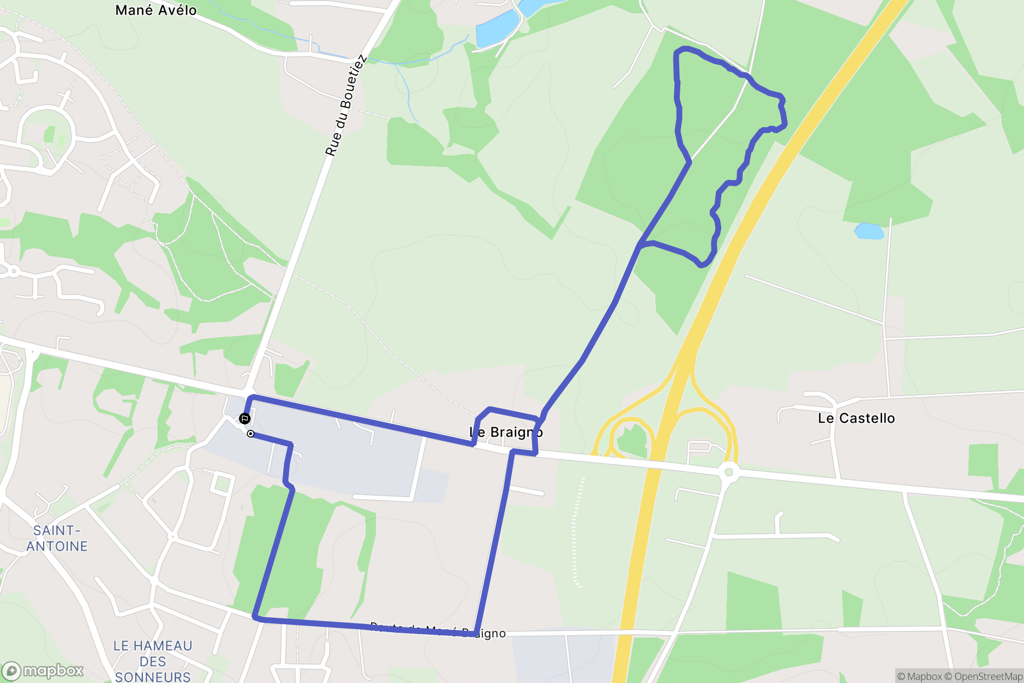 Kervignac : carte du parcours de randonnée - France