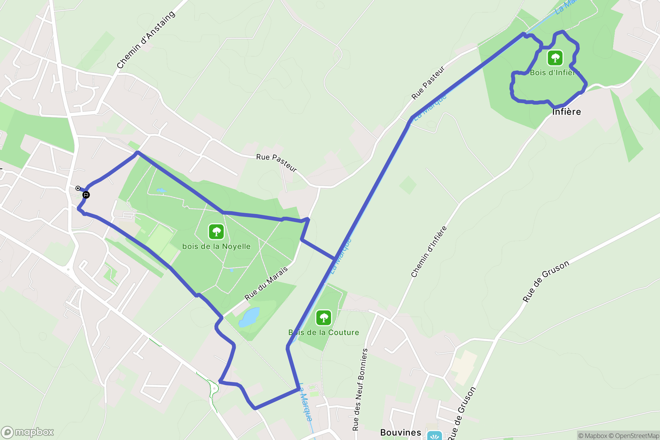 Sainghin-en-Mélantois : carte du parcours de randonnée - France