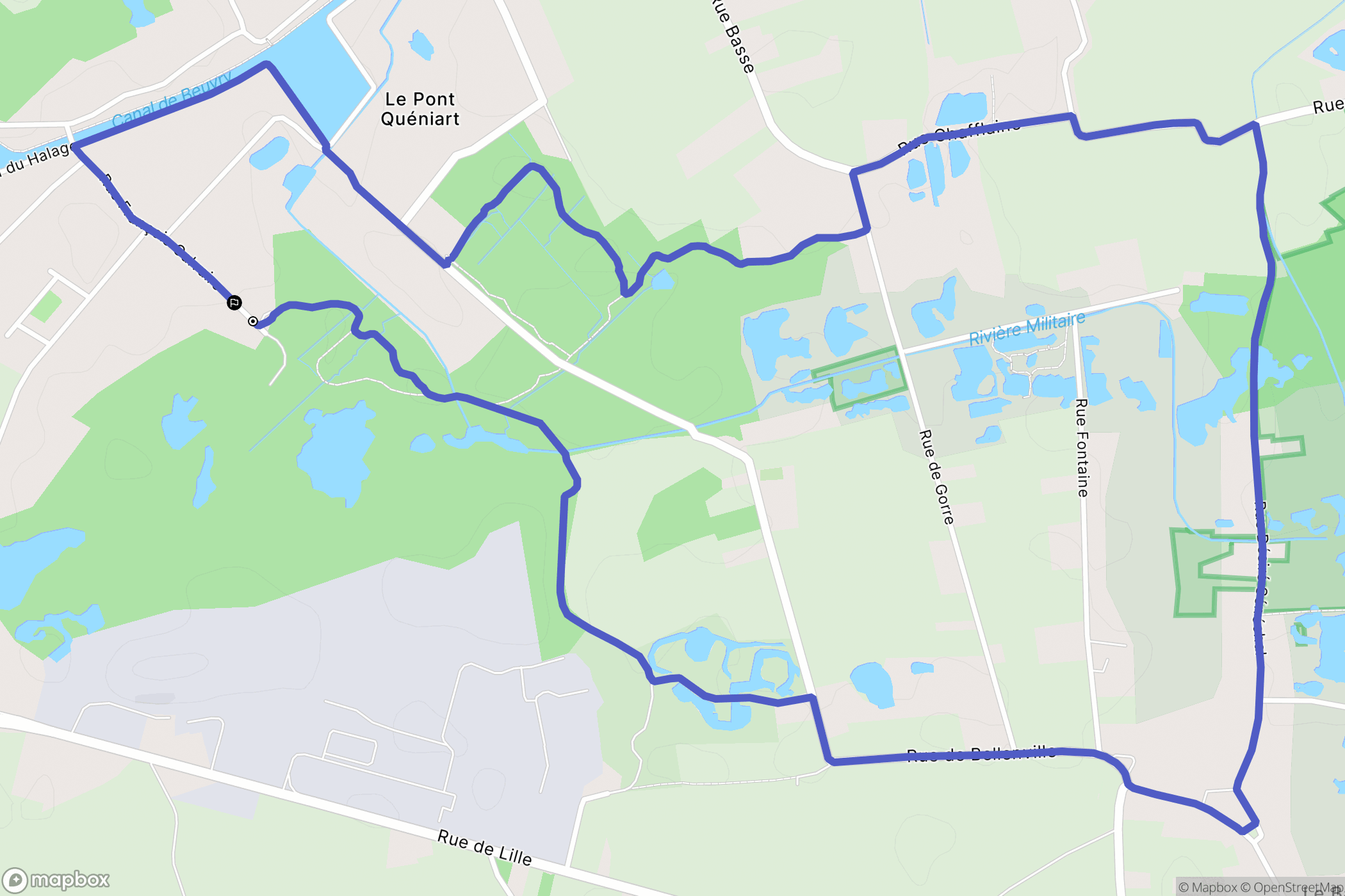 Beuvry : carte du parcours de randonnée - France