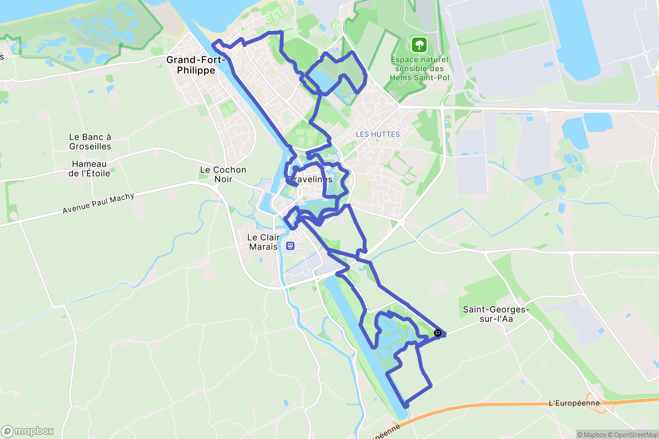 Saint-Georges-sur-l'Aa : carte du parcours de randonnée - France