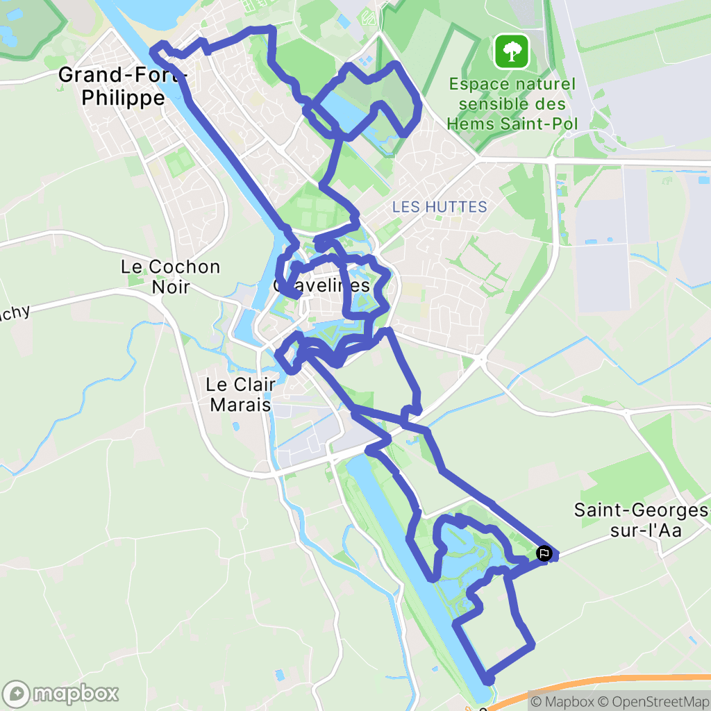 Saint-Georges-sur-l'Aa : carte du parcours de randonnée - France