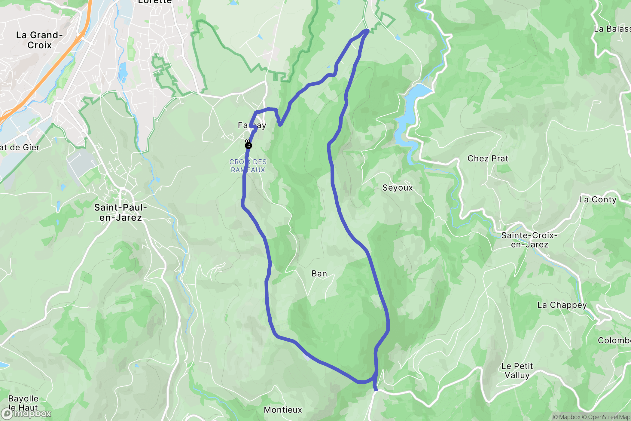 Farnay : carte du parcours de randonnée - France