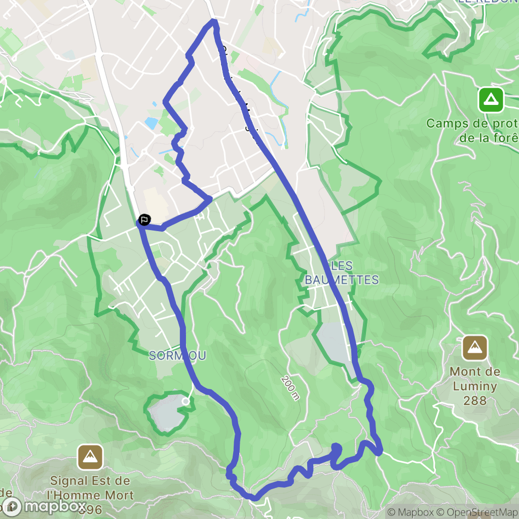 Marseille : carte du parcours de randonnée - France
