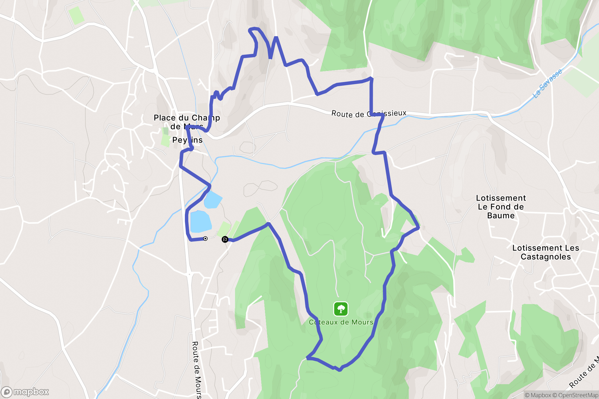 Peyrins : carte du parcours de randonnée - France