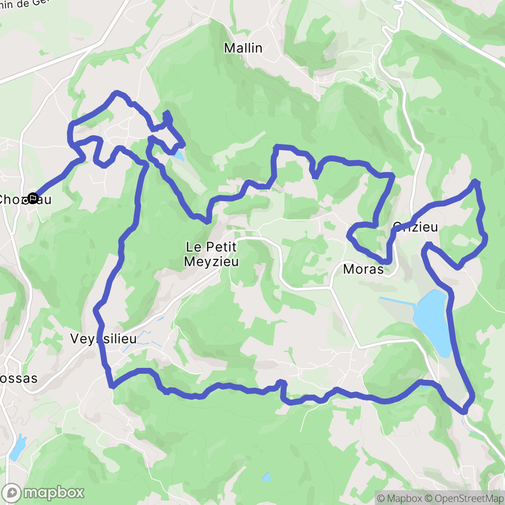 Chozeau : carte du parcours de randonnée - France