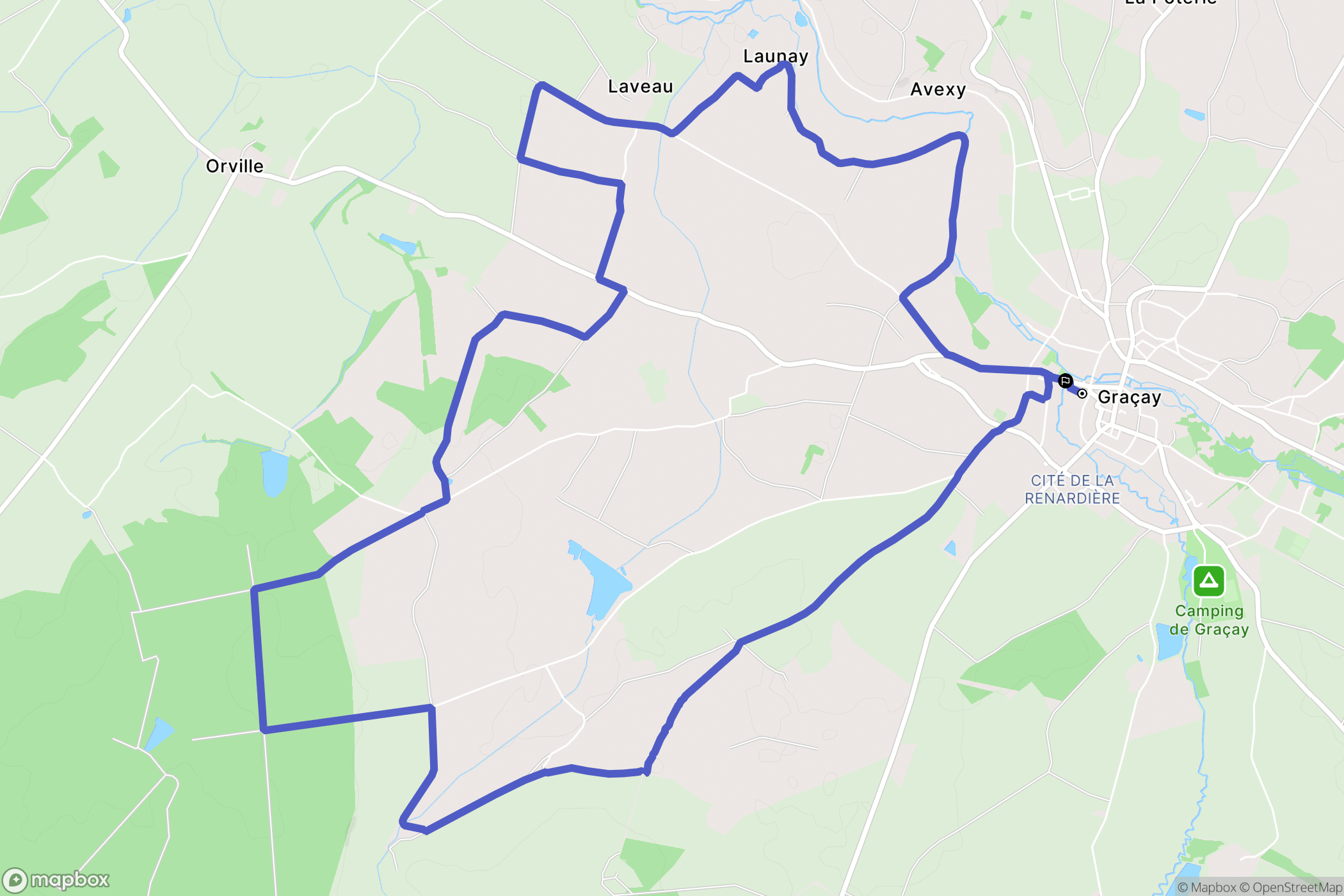Graçay : carte du parcours de randonnée - France