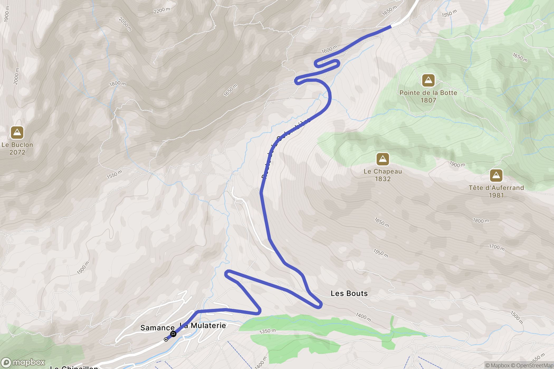 Le Grand-Bornand : carte du parcours de randonnée - France