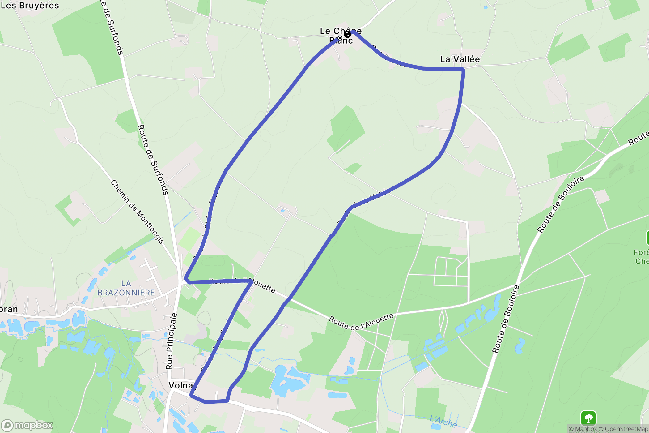Volnay : carte du parcours de randonnée - France