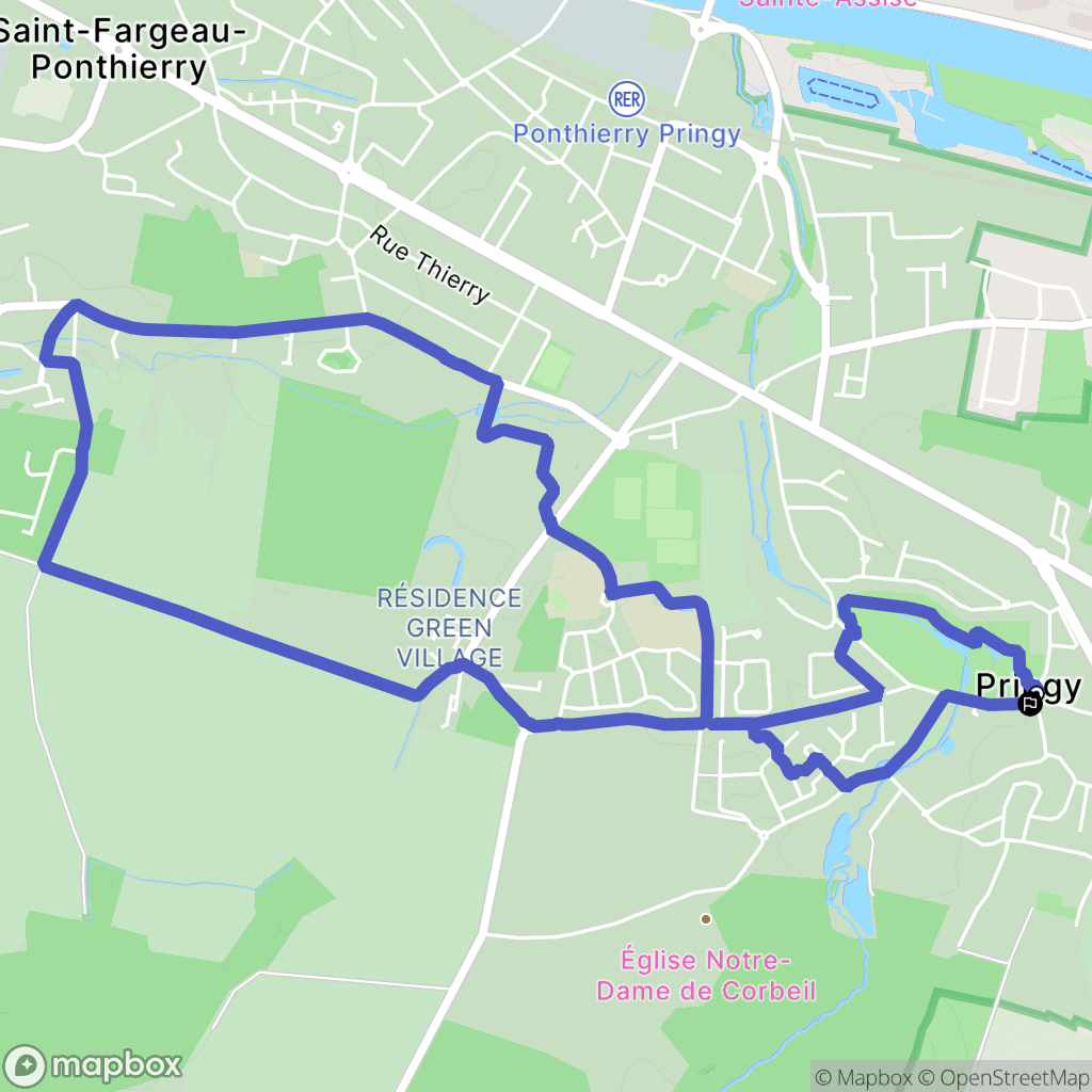 Pringy : carte du parcours de randonnée - France