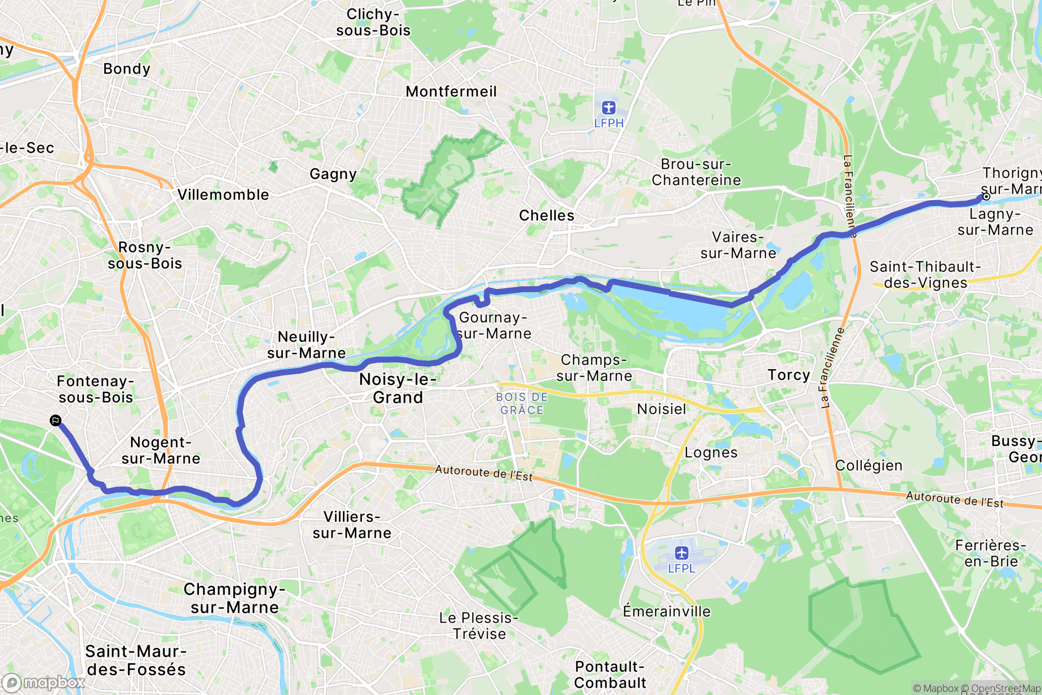 Pomponne : carte du parcours de randonnée - France