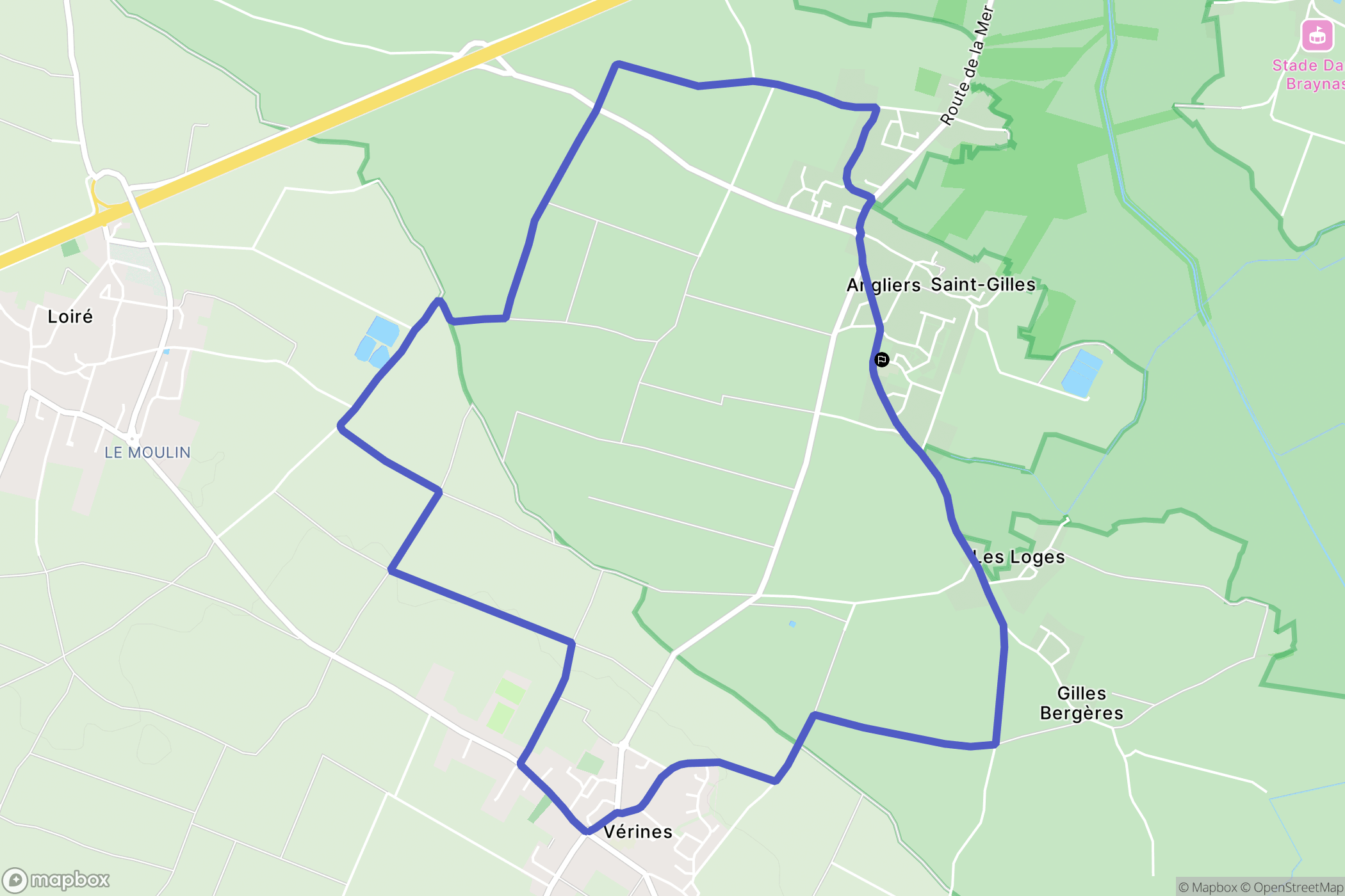 Angliers : carte du parcours de randonnée - France
