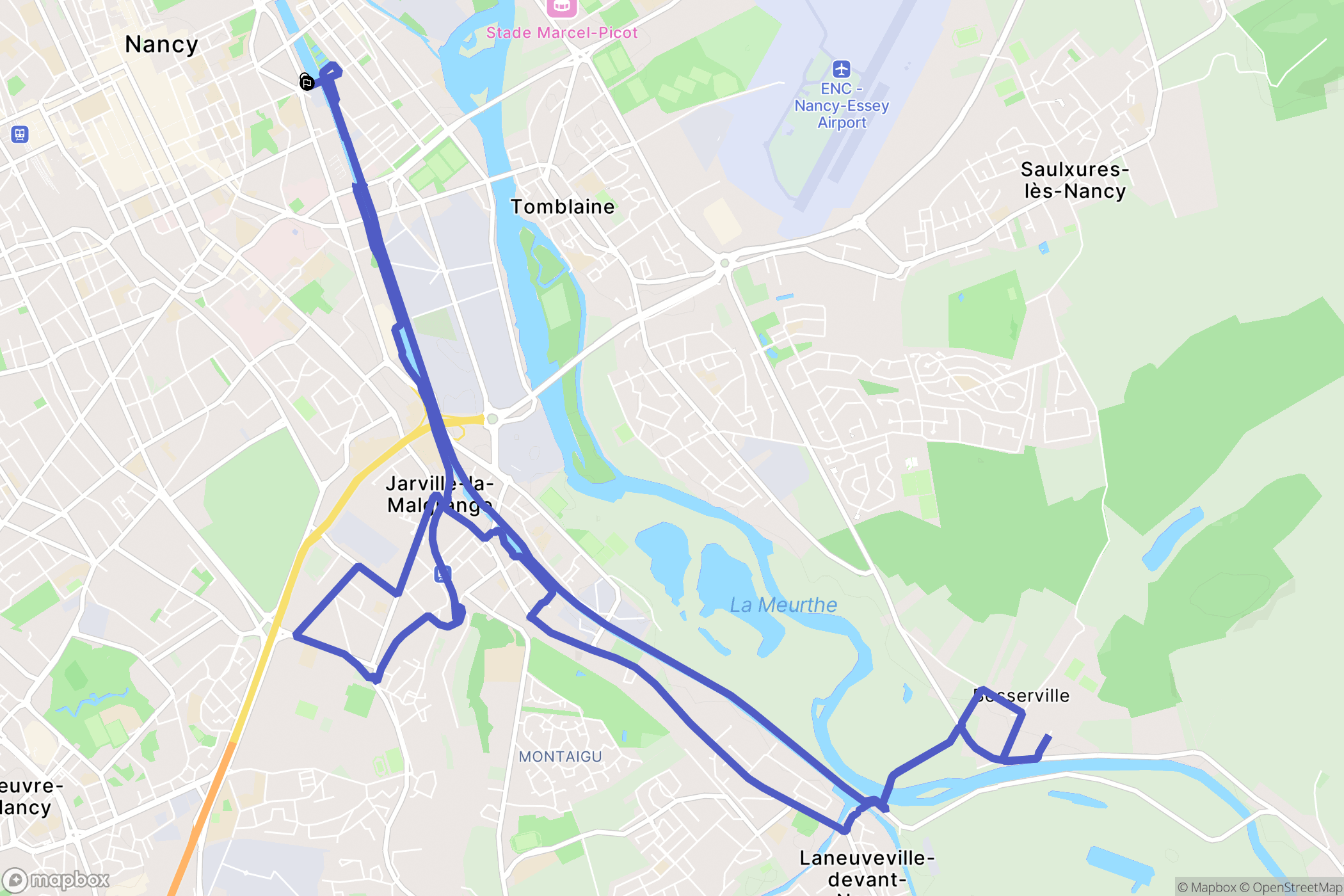 Nancy : carte du parcours de randonnée - France