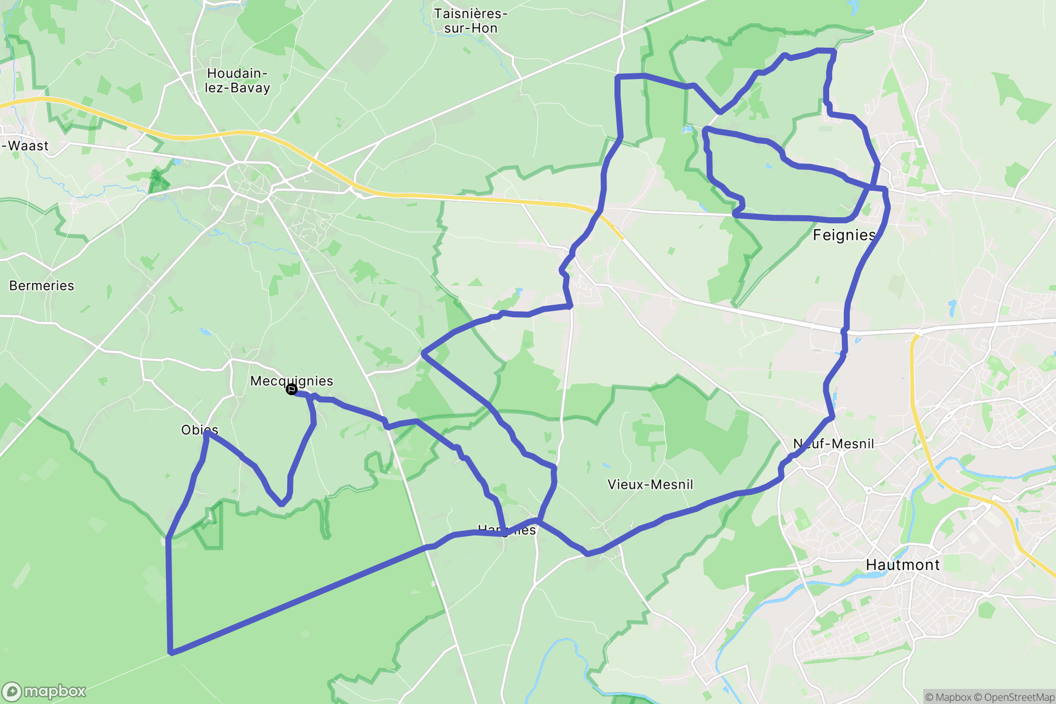 Mecquignies : carte du parcours de randonnée - France