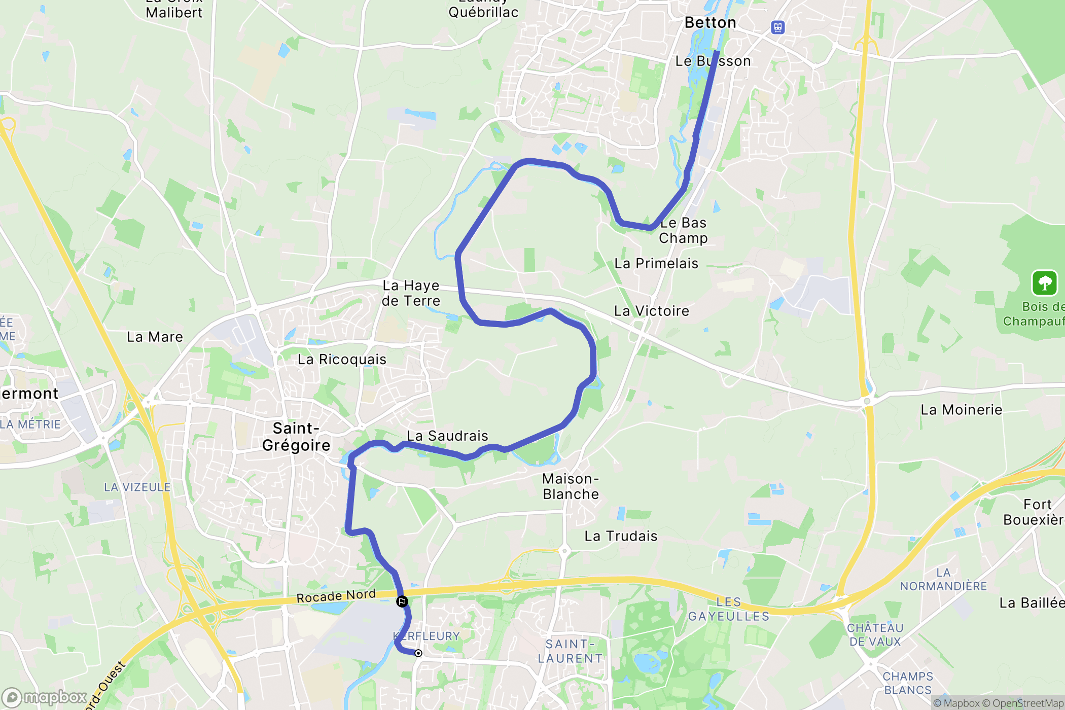 Saint-Grégoire : carte du parcours de randonnée - France
