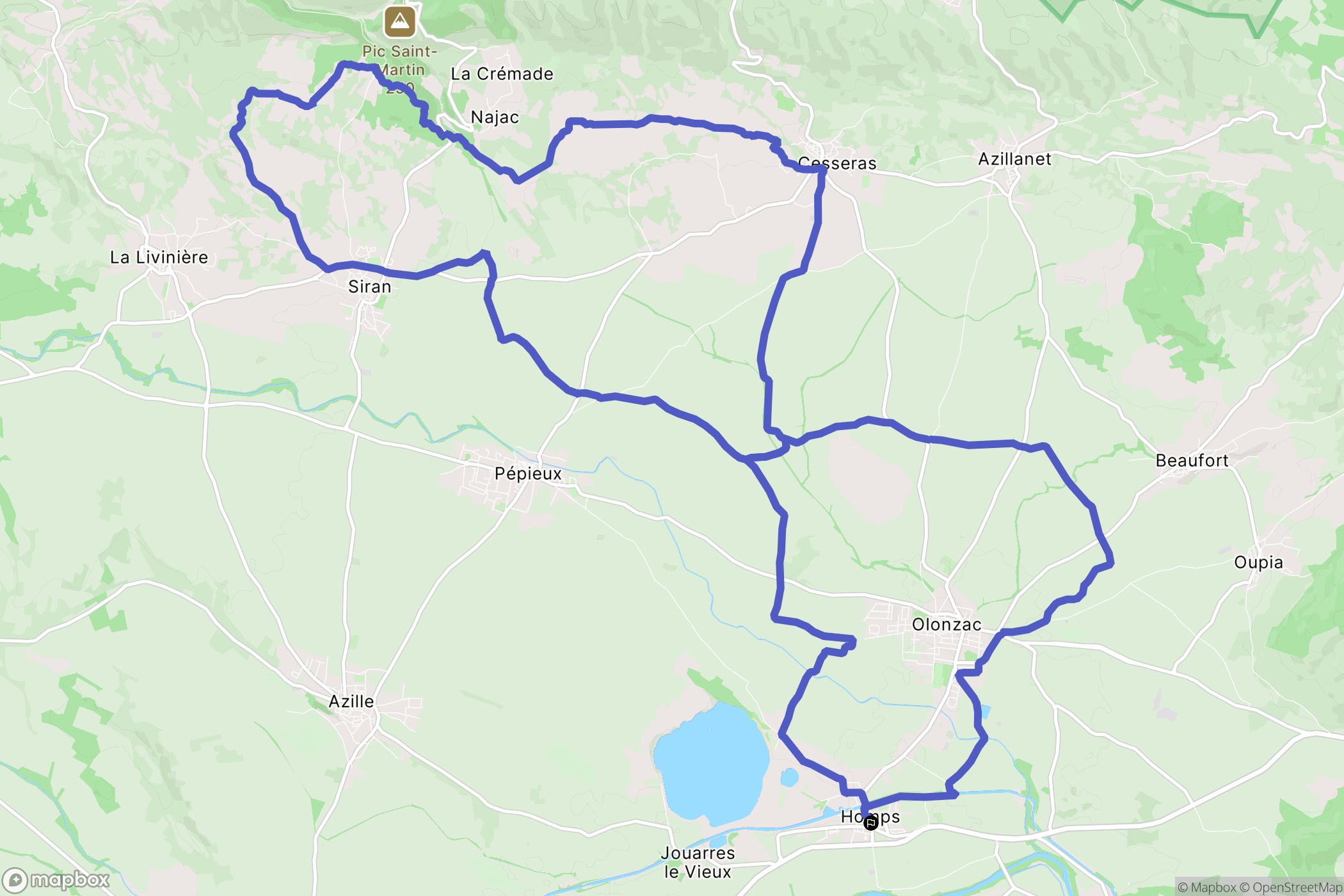 Homps : carte du parcours de randonnée - France