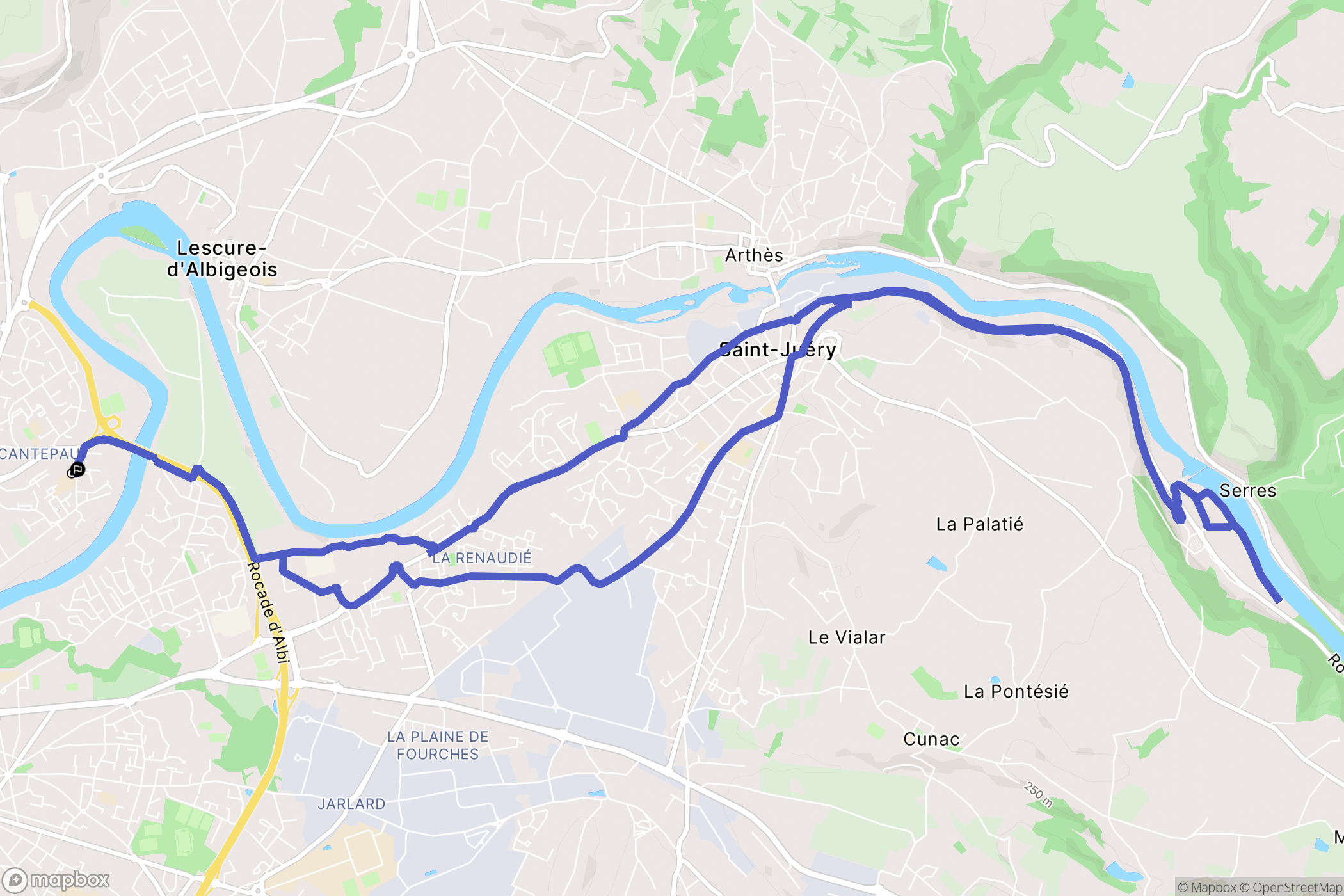 Albi : carte du parcours de randonnée - France