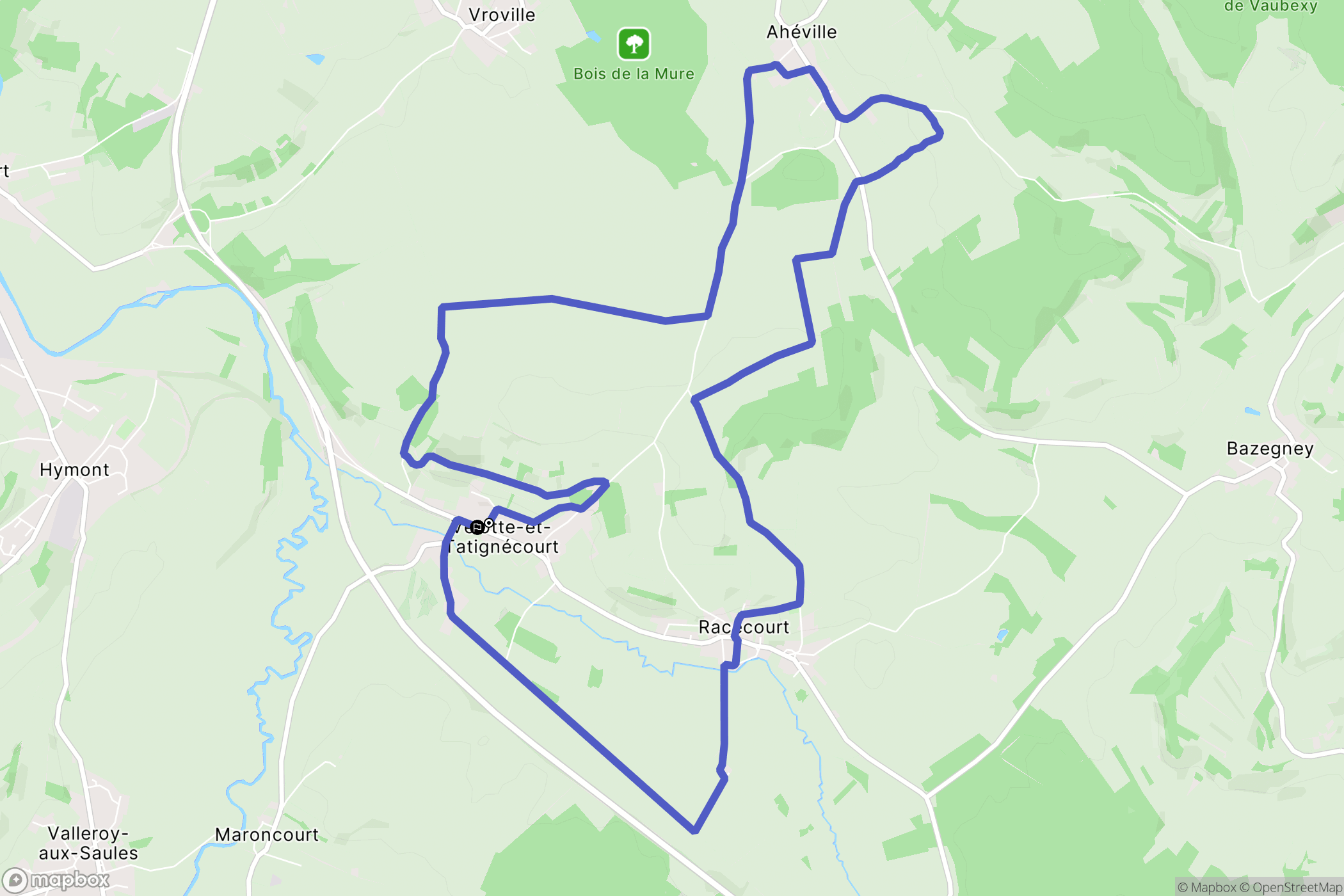 Velotte-et-Tatignécourt : carte du parcours de randonnée - France