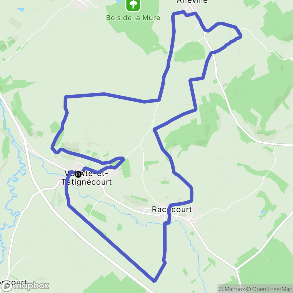 Velotte-et-Tatignécourt : carte du parcours de randonnée - France