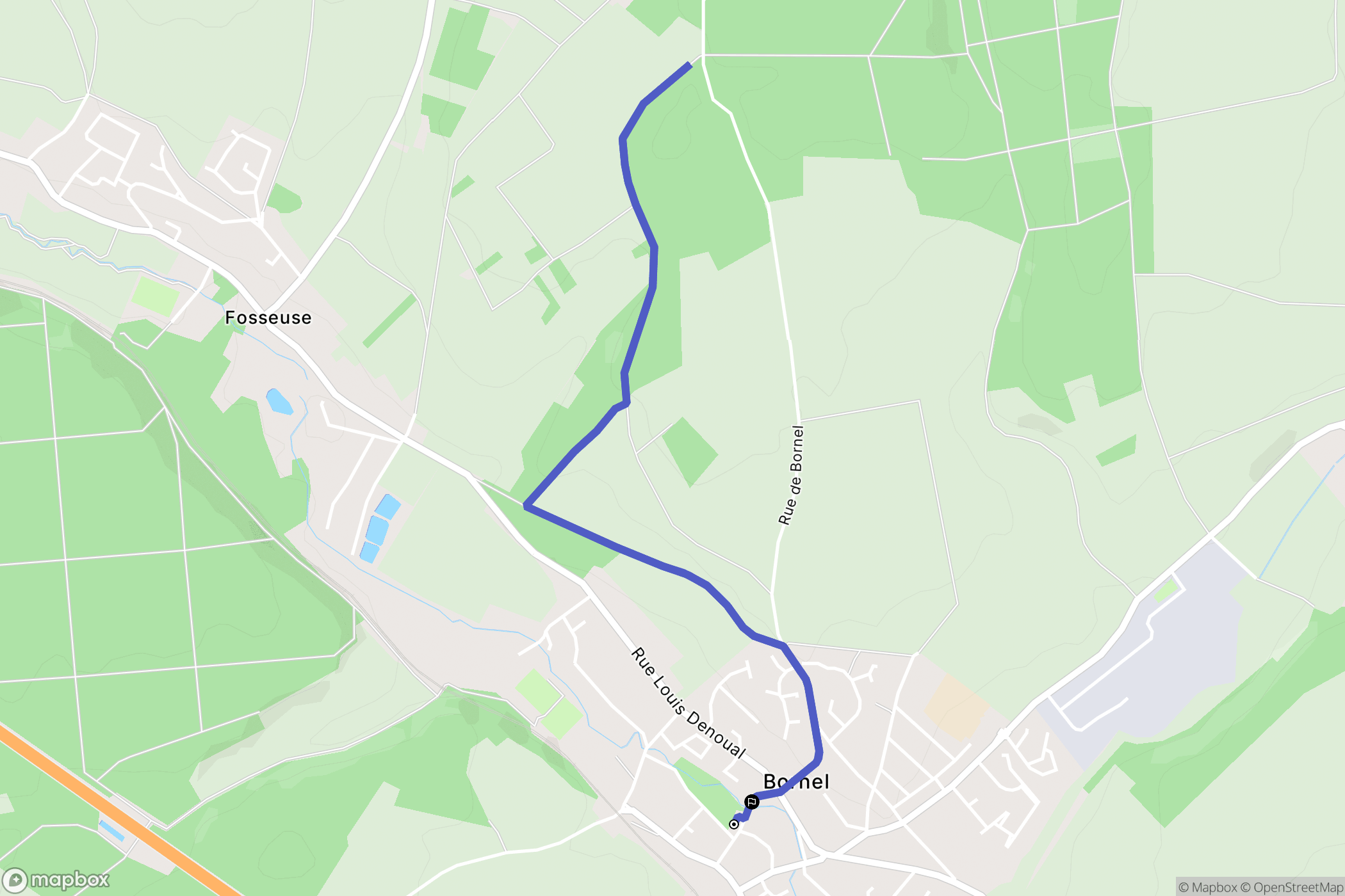 Bornel : carte du parcours de randonnée - France