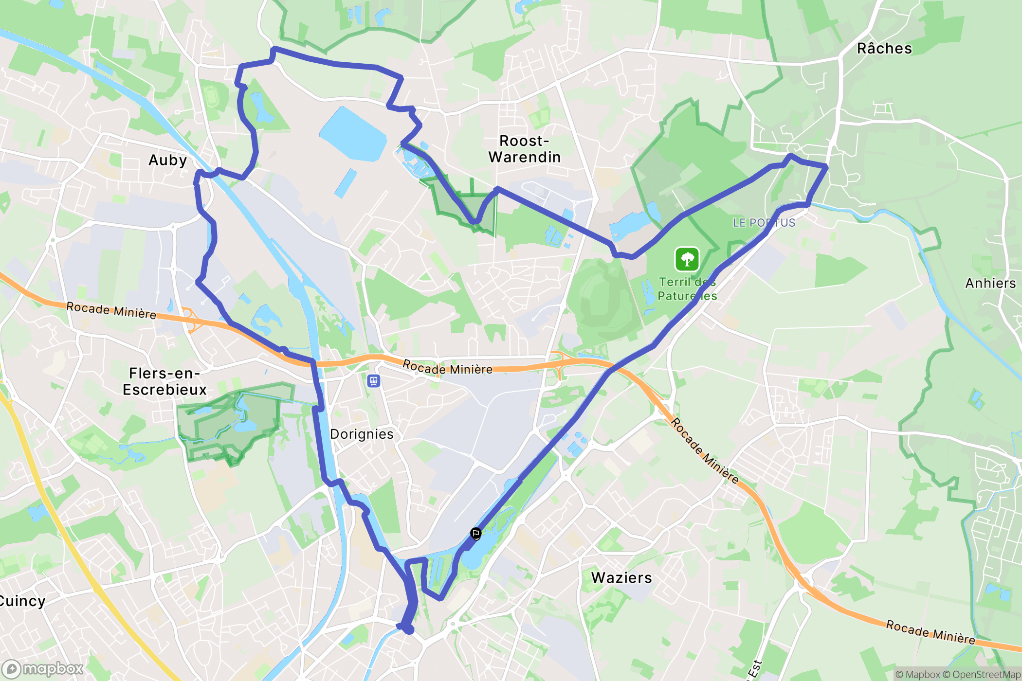 Douai : carte du parcours de randonnée - France