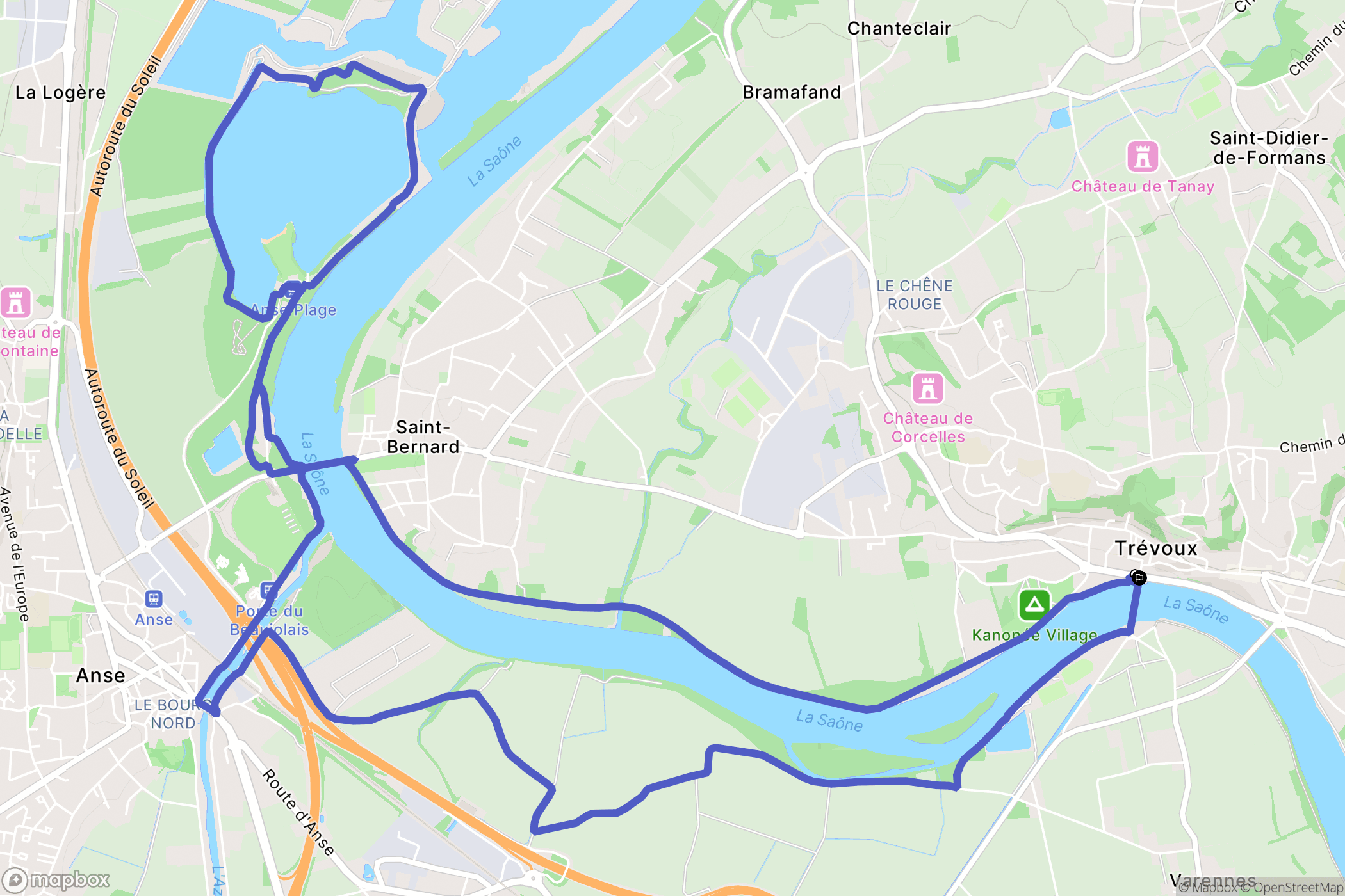 Trévoux : carte du parcours de randonnée - France
