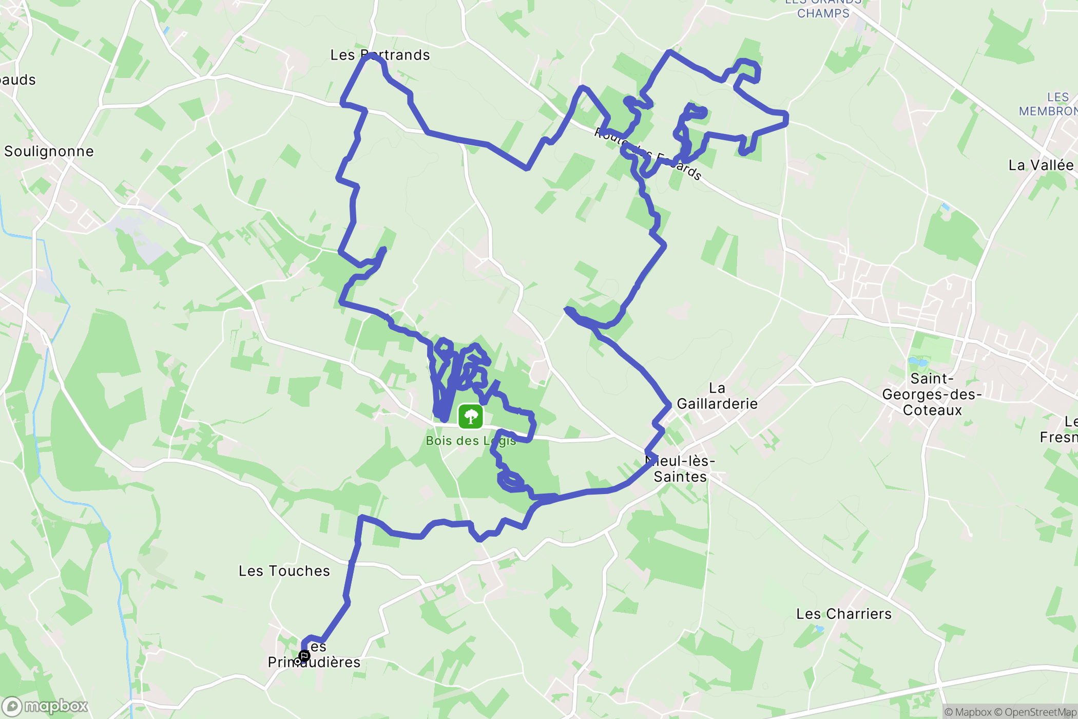 Nieul-lès-Saintes : carte du parcours de randonnée - France