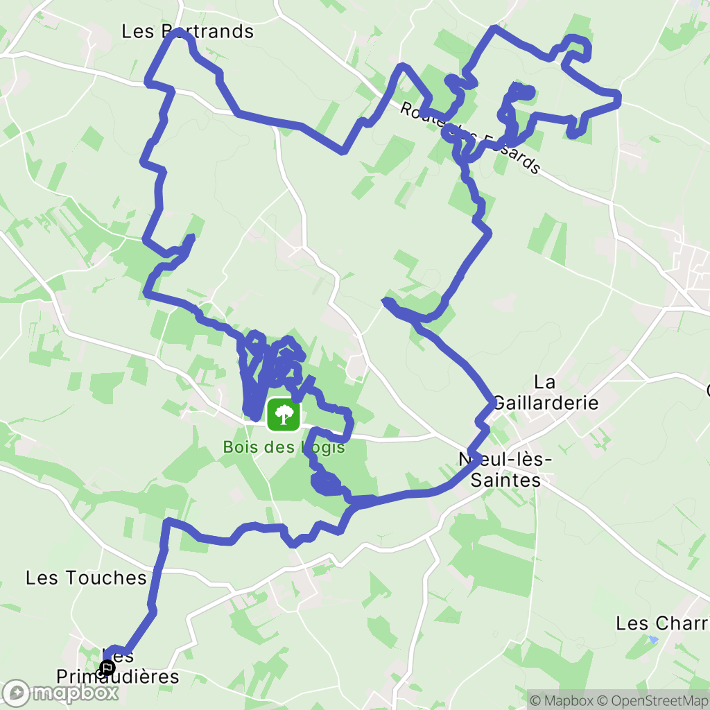 Nieul-lès-Saintes : carte du parcours de randonnée - France
