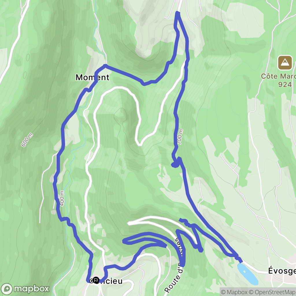 Oncieu : carte du parcours de randonnée - France