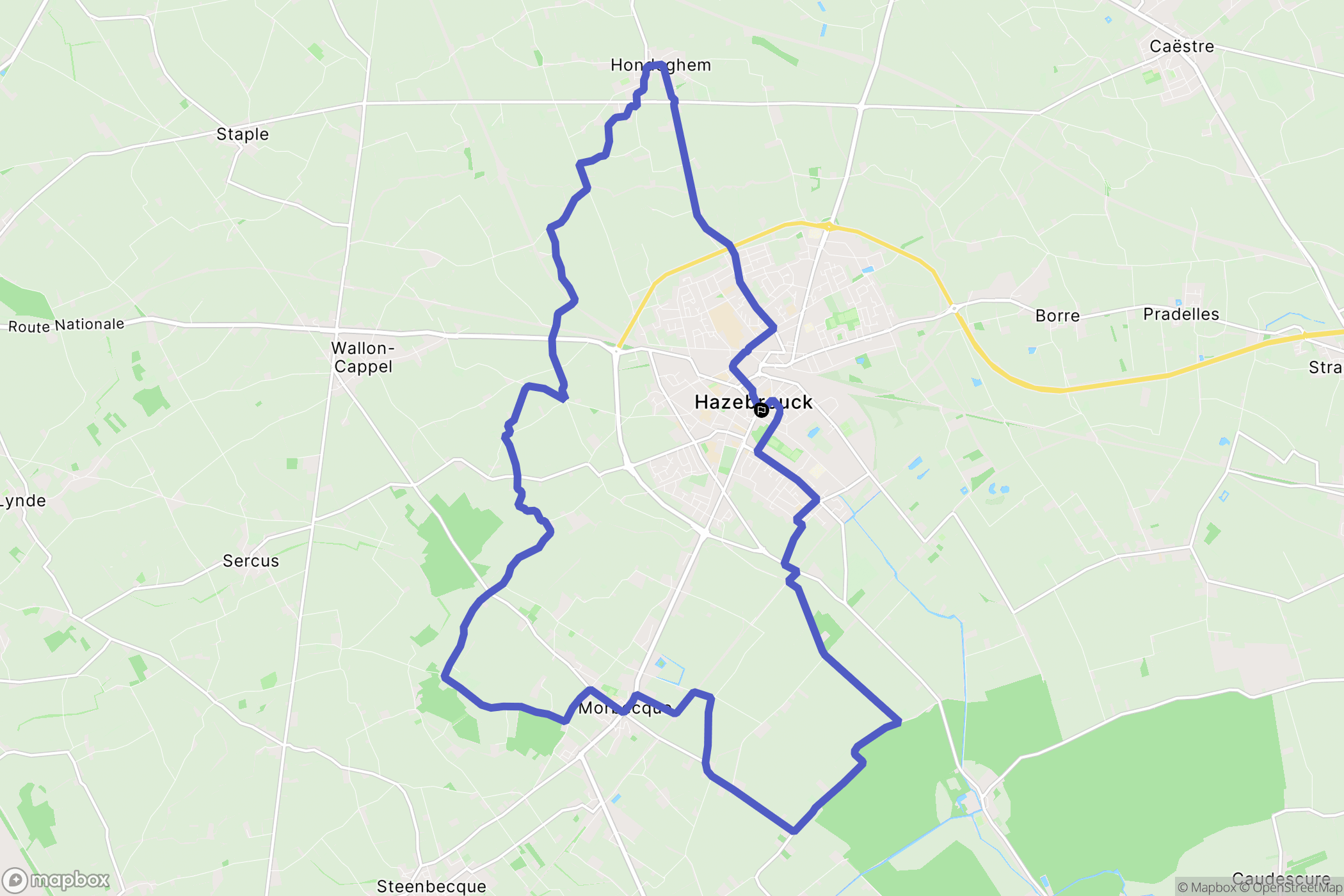 Hazebrouck : carte du parcours de randonnée - France