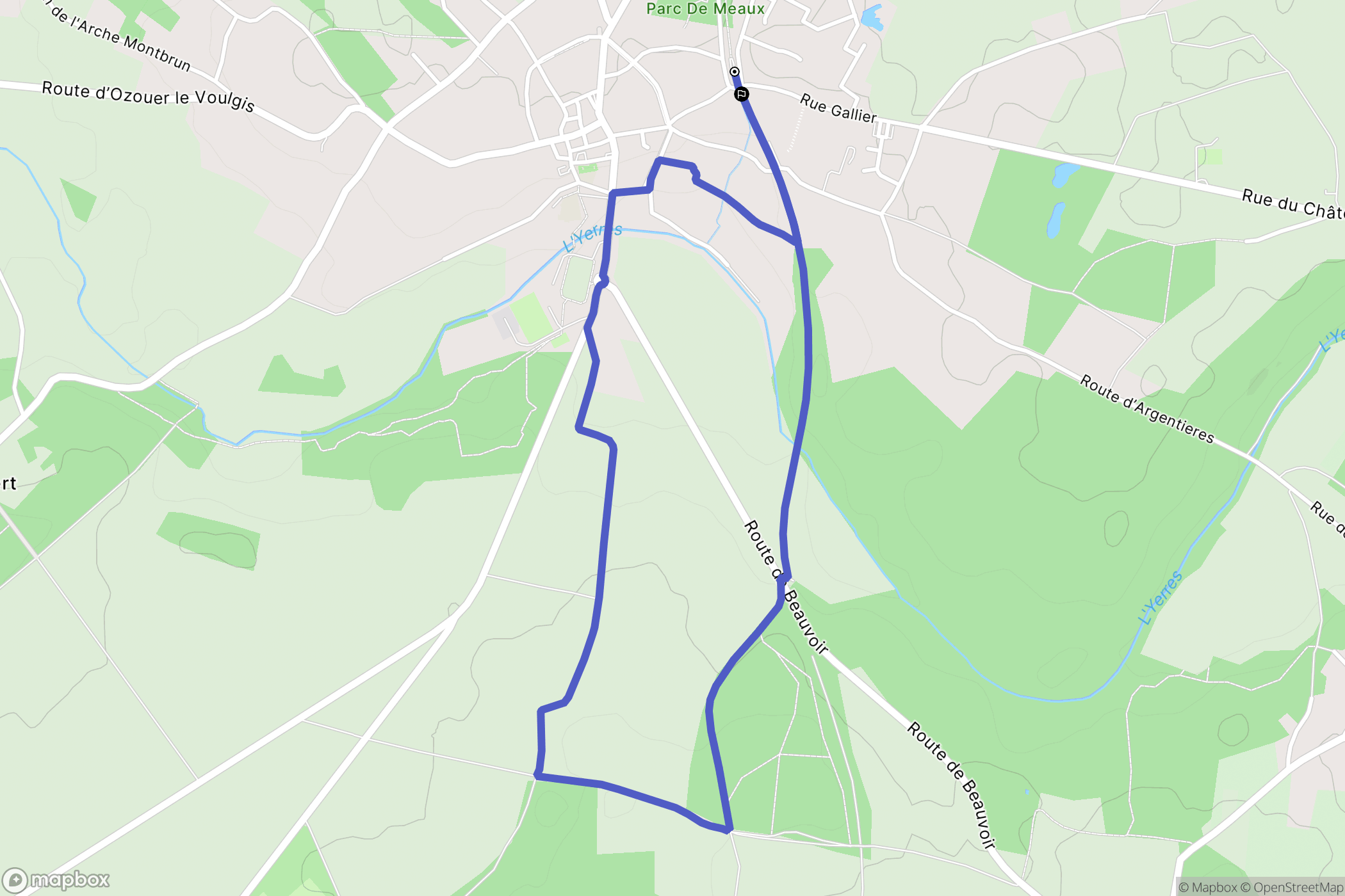 Chaumes-en-Brie : carte du parcours de randonnée - France