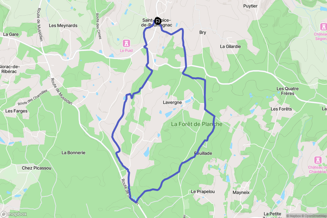Saint-Sulpice-de-Roumagnac : carte du parcours de randonnée - France