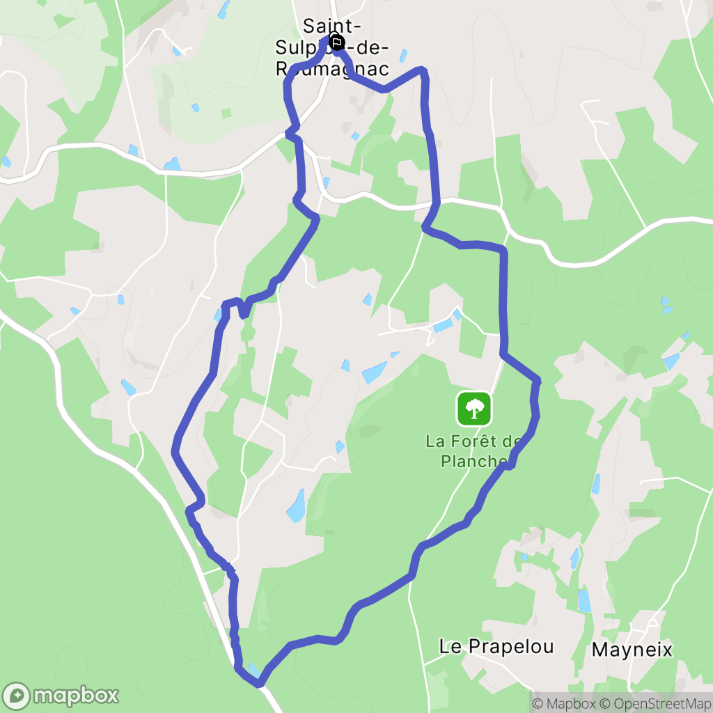 Saint-Sulpice-de-Roumagnac : carte du parcours de randonnée - France